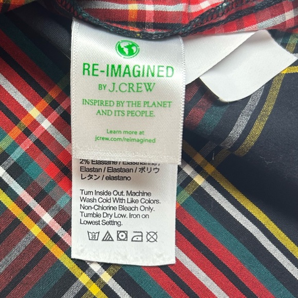 J. Crew Tartan Plaid Blouse with Rhinestone Buttons. Holiday Party. Christmas. - Picture 6 of 8